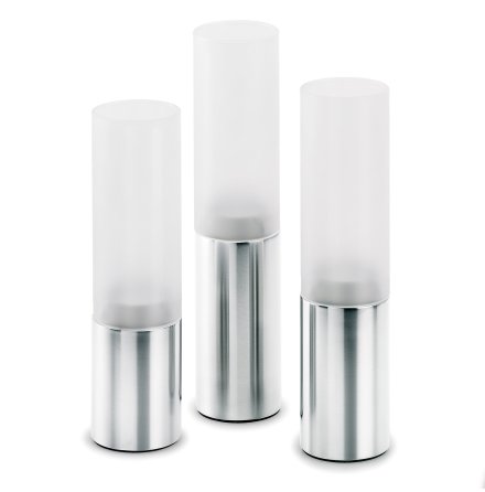 Faro Ljuslykta Rostfritt Stl Frostat Glas Set Med 3