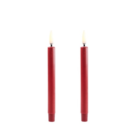 (B) UYUNI LED mini taper candle, Carmine red, Smooth, 2-pack, 1,3x12 cm