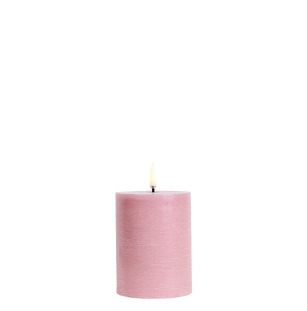 (B) UYUNI LED pillar candle, Dusty rose, Rustic, 7,8x10 cm