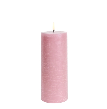 (B) UYUNI LED pillar candle, Dusty rose, Rustic, 7,8x20 cm