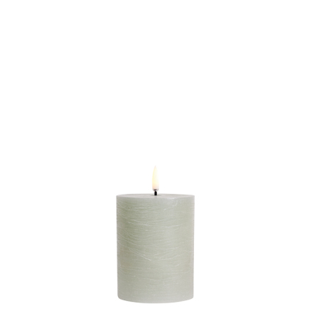 (B) UYUNI LED pillar candle, Dusty green, Rustic, 7,8x10 cm