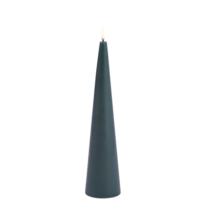 LED cone candle, Pine green, 6,8x30 cm