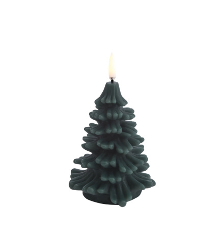 LED candle christmas tree, Pine green, Smooth, 9x12 cm