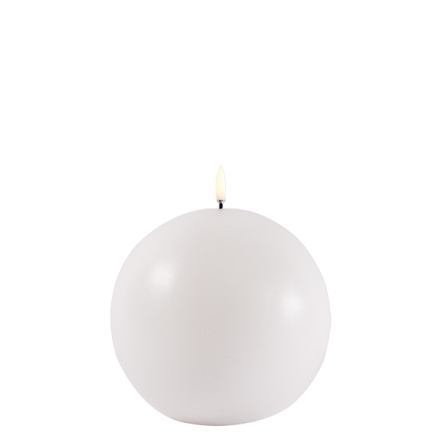 (B) UYUNI LED round candle, Nordic white, Smooth, 10 cm
