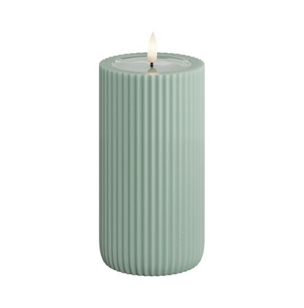 Unique LED Blockljus Stripe Sage green 8x15 cm