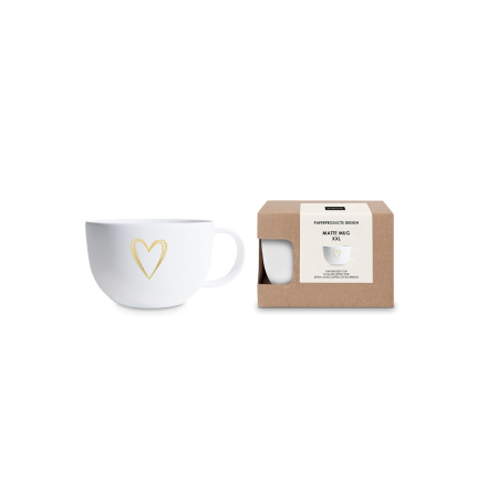 Pure Heart Mugg Matt XXL Vit/Guld 55 cl