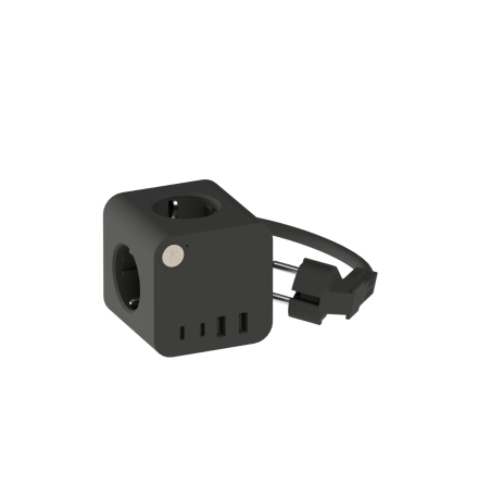 Ampie Wired Grenuttag EU USB-A/USB-C Svart