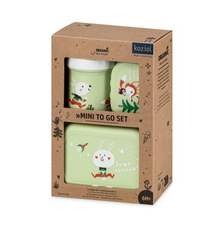 Lunch Box Set + Water Bottle 200ml HOP ON TO GO Set of 3