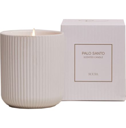 PURE NATURE SCENTED FLUTED WHITE PORCELAIN GLASS PALO SANTO