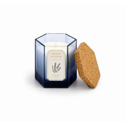 MEDITERRANIAN HERBS SCENTED BLUE DEGRADED HEXAGONAL GLASS ROSEMARY & SEA SALT