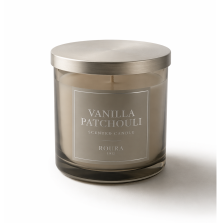 WALL OF MIRRORS SCENTED GLASS CANDLE + METAL LID 10X10CM VANILLA PATCHOULI