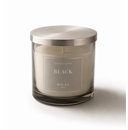 WALL OF MIRRORS SCENTED GLASS CANDLE + METAL LID 10X10CM BLACK IRIS