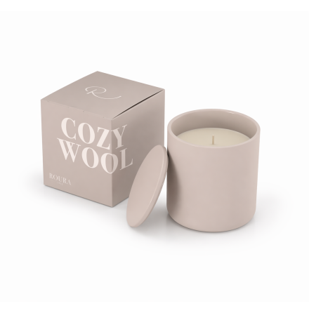 SOFT PORCELAIN SCENTED CANDLE + GRAY LID COZY WOOL