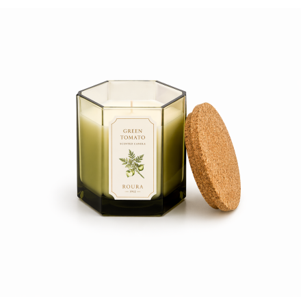 MEDITERRANIAN HERBS SCENTED GREEN DEGRADED OCTOGONAL GLASS SAGE & CORIANDER